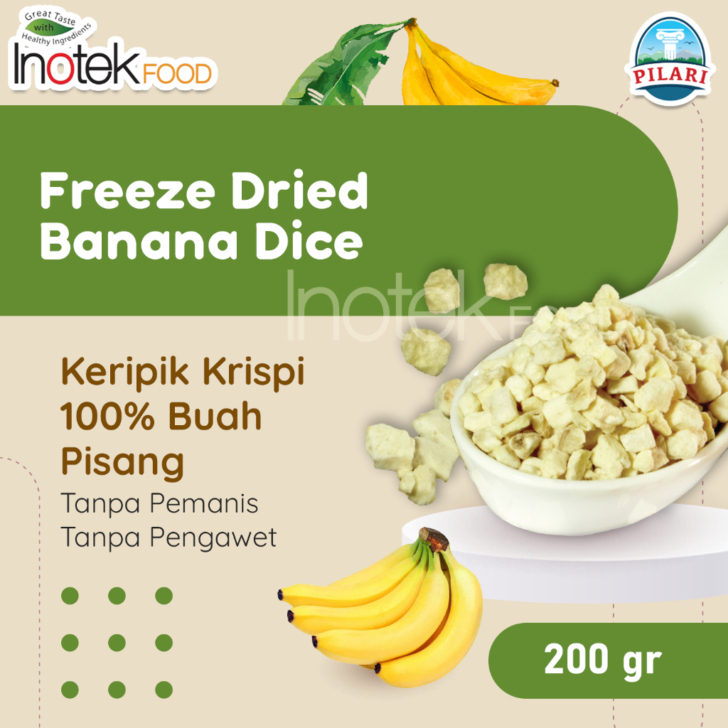 

FREEZE DRIED BANANA DICE @200GR - BUAH PISANG BENTUK KUBUS ASLI