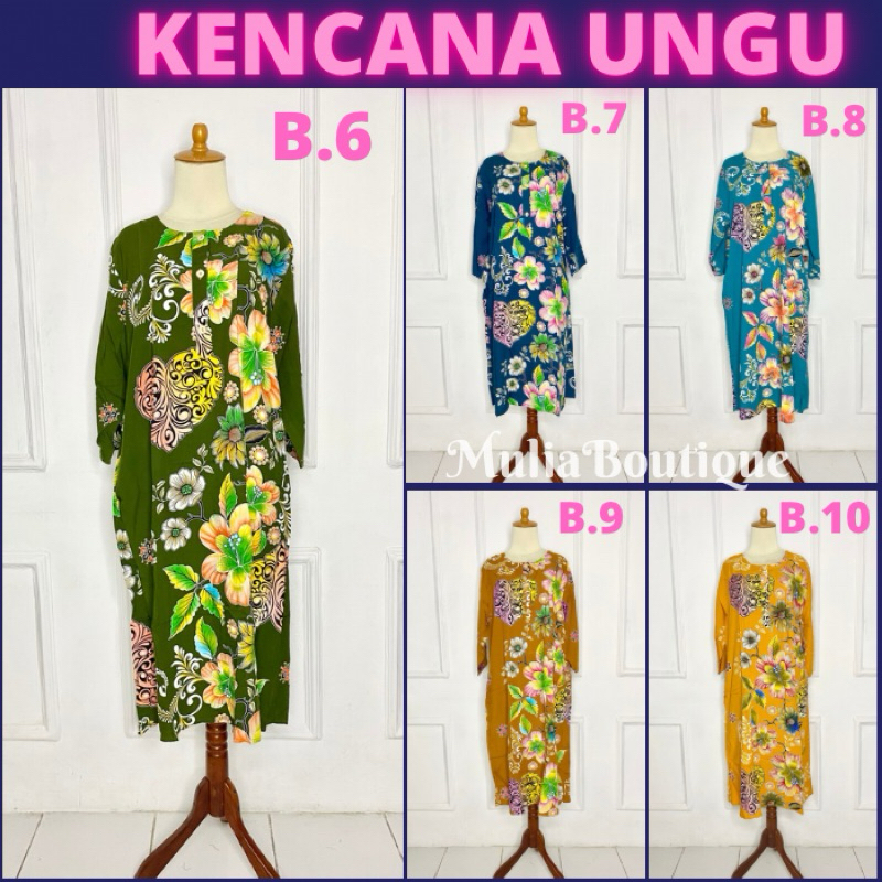 Daster Lengan 3/4 Ld.110 Kencana Ungu Asli Label Biru