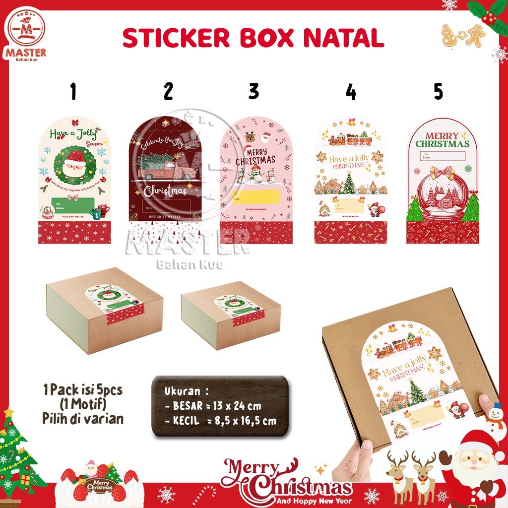 

Sticker Box Natal Stiker Dus Kotak Kado Christmas Hampers [isi 5lbr]