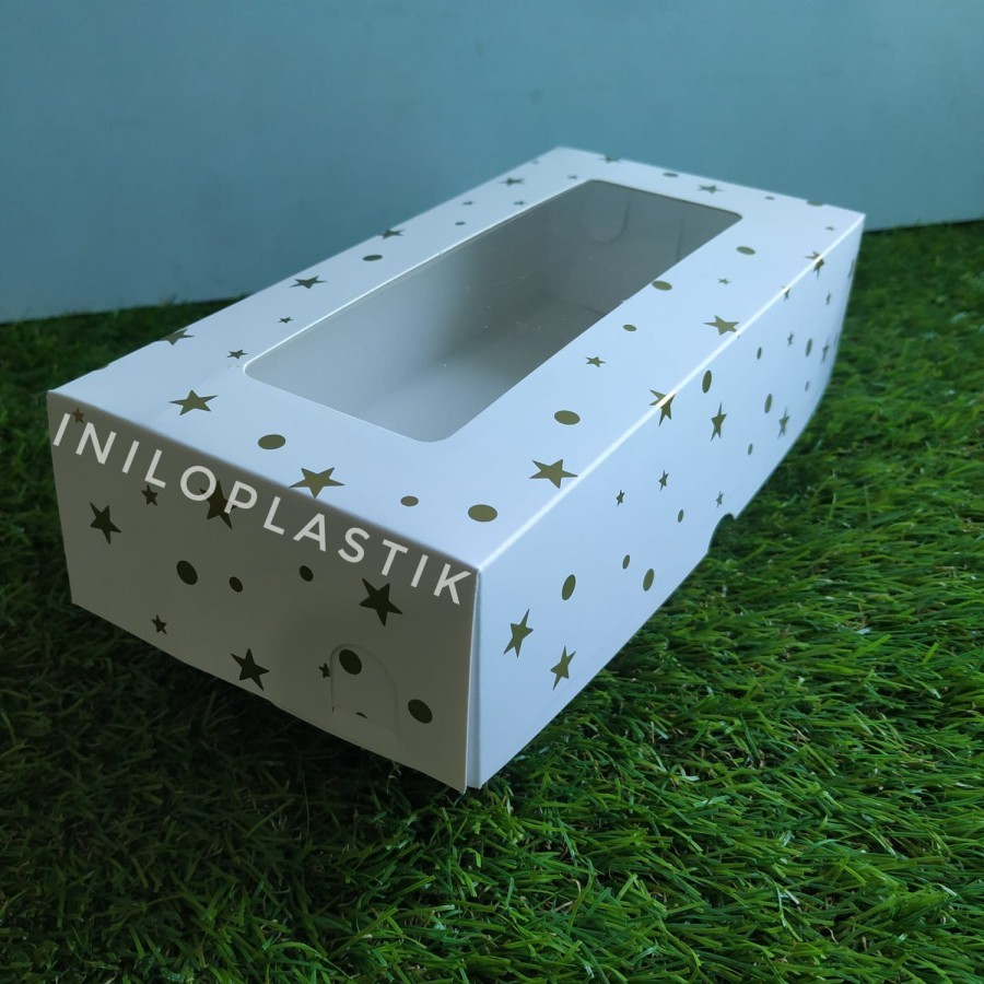 

Box 10x20x5 / Dus Motif / Kotak Kue Brownies Motif / Box Window White