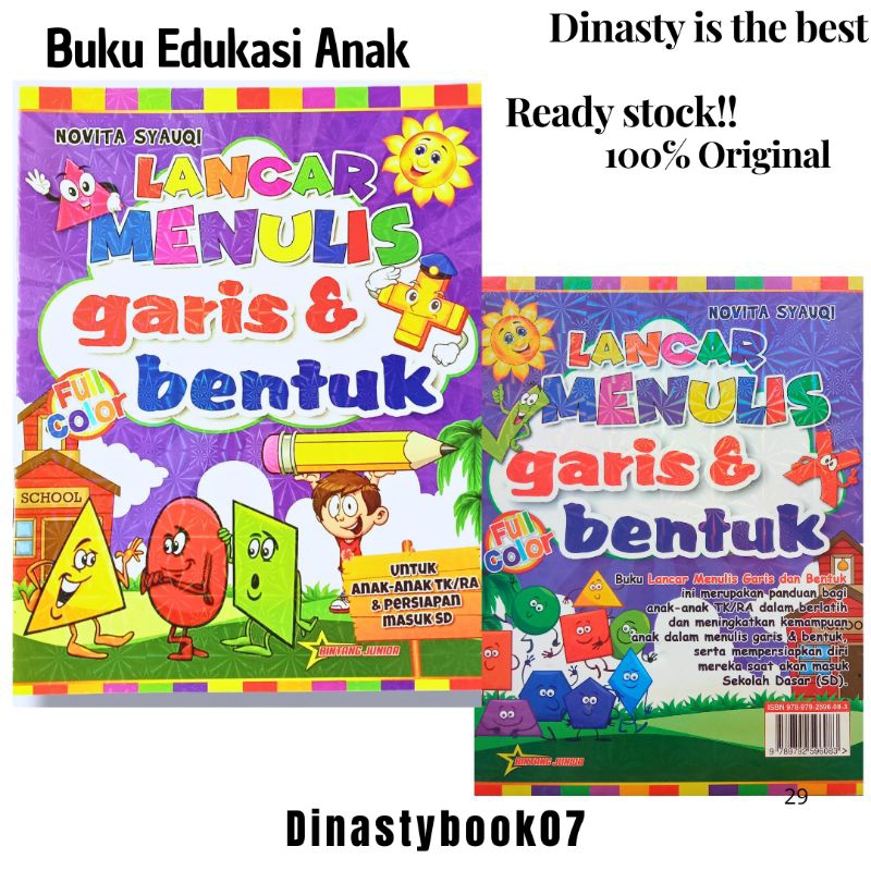 BUKU ANAK TK PAUD/BELAJAR MENULIS GARIS & BENTUK/BUKU PERSIAPAN MASUK SD