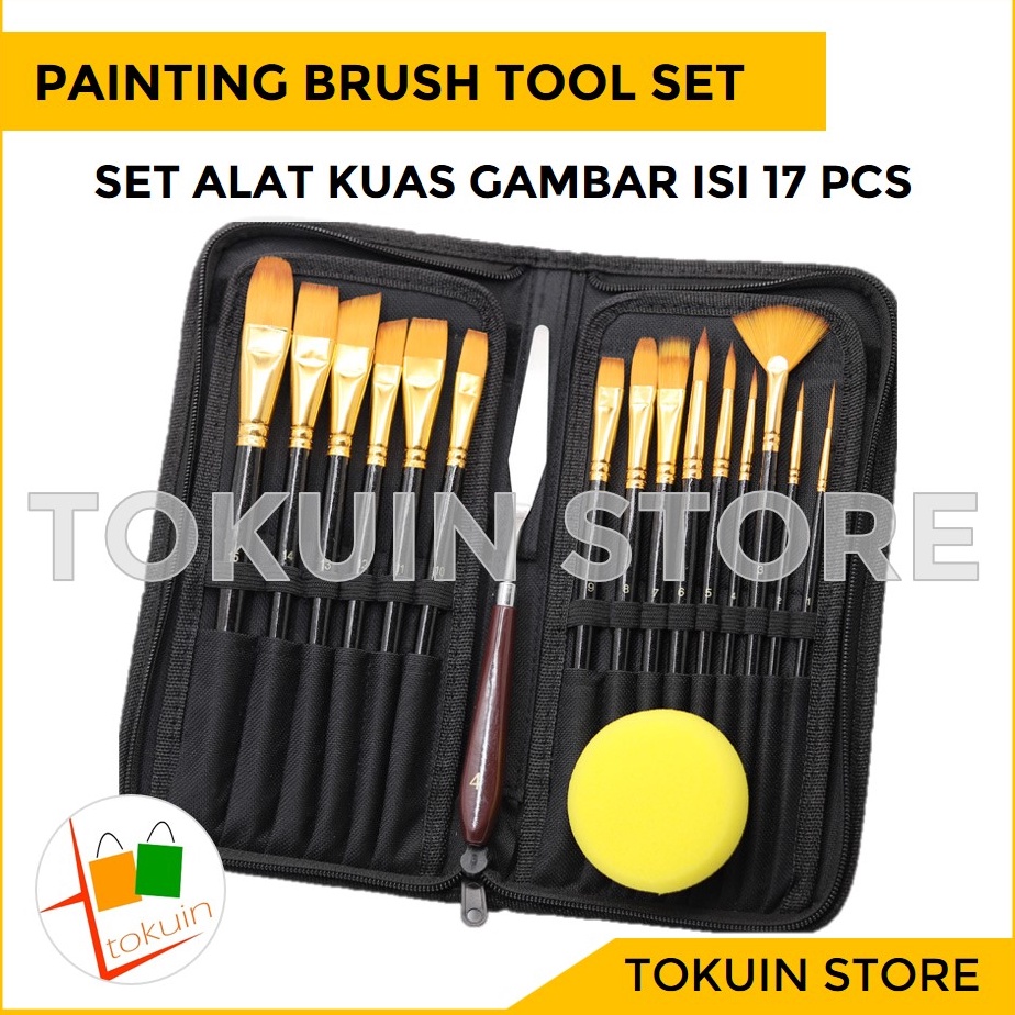 

KODE L37L Set Kuas Lukis Paint Brush Alat Lukis Kuas Cat Air Minyak Painting Set