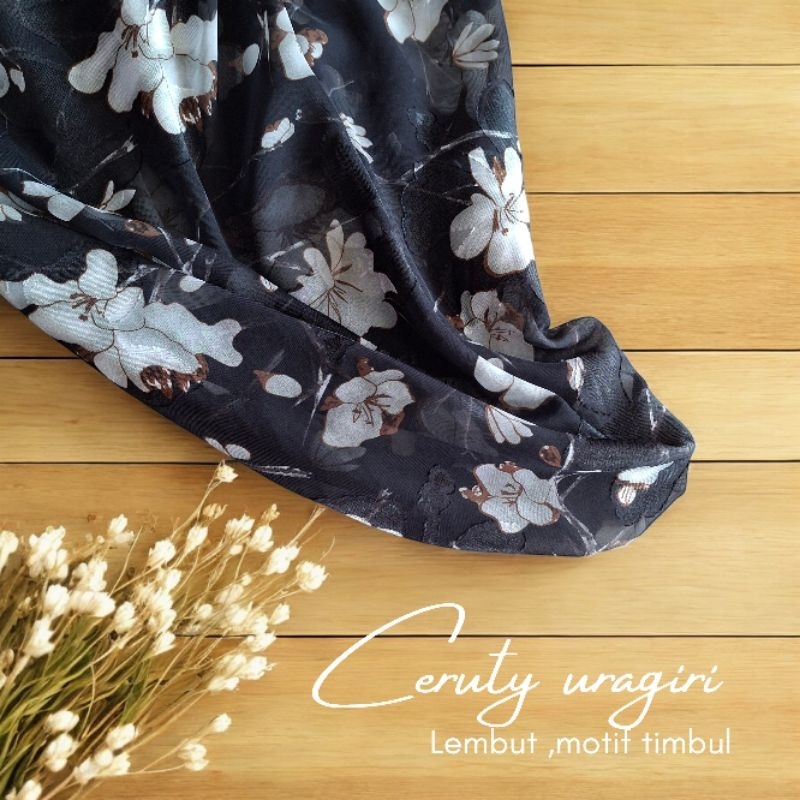 kain sifon ceruty rubiah motif bunga / kain ceruty uragiri motif / kain gamis / kain kebaya
