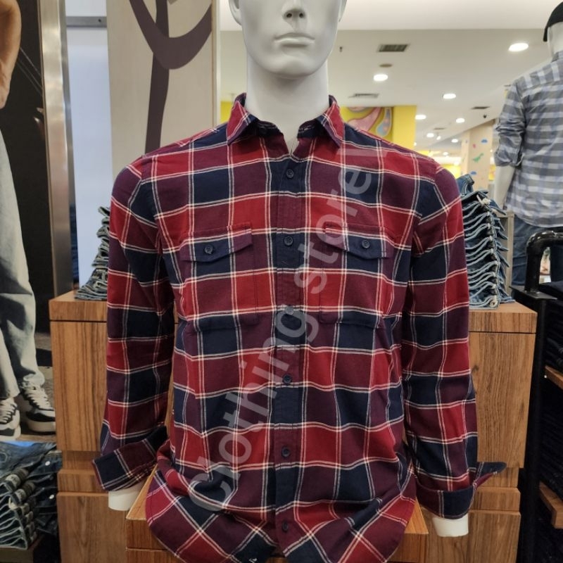LOIS ORIGINAL kemeja pria lengan panjang merah KLL546
