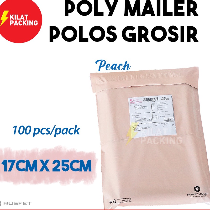 

KP8 POLYMAILER PEACH POLOS 17CM X 25CM AMPLOP PLASTIK PACKING RUSFET PREMIUM PACK