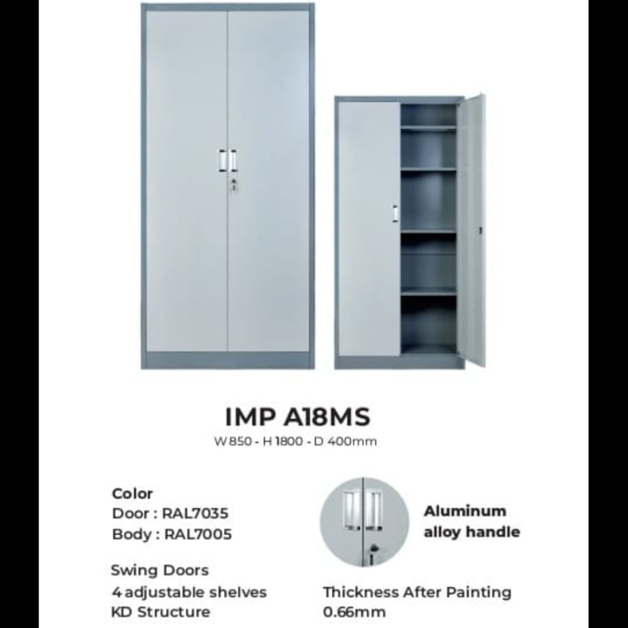 Lemari Arsip IMPORTA Filling Cabinet Kantor Rumah Swing Sliding Door metal besi Steel Kabinet pintu 