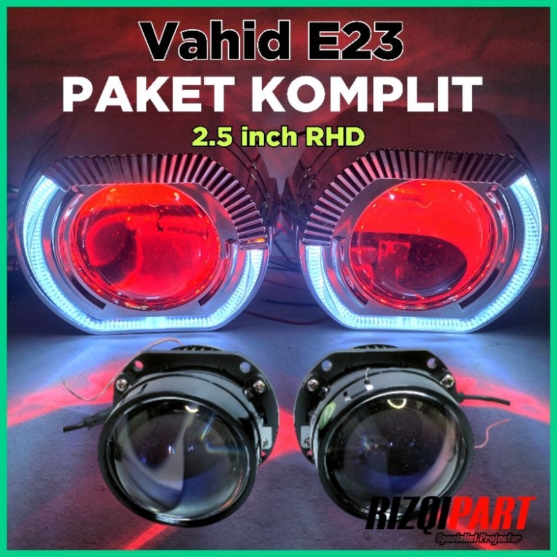 Paket komplit Biled projie Vahid e23 lensa 2.5 inch purple lens sepasang