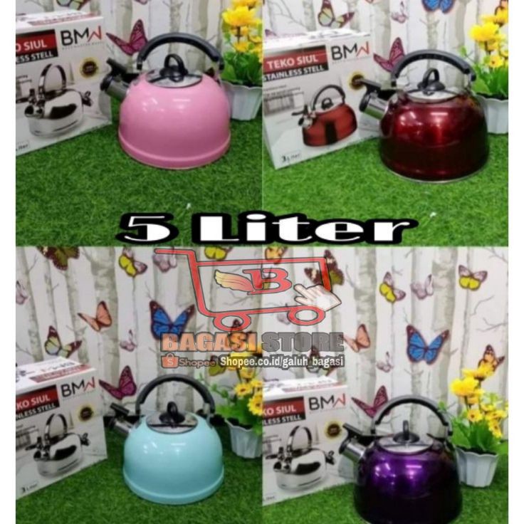 MURAHMERIAH Teko Bunyi Siul 5 Liter Whistling Kettle Stainless Steel  Warna