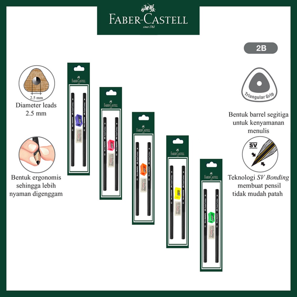 

Serba Baru Paket Hemat Pensil 2B Rautan dan penghapus Faber Castell