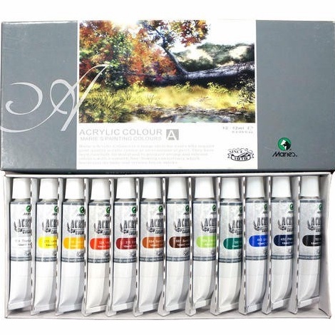 

KODE W28Q MARIES ACRYLIC COLOUR 12 WARNA CAT AKRILIK MARIES SET