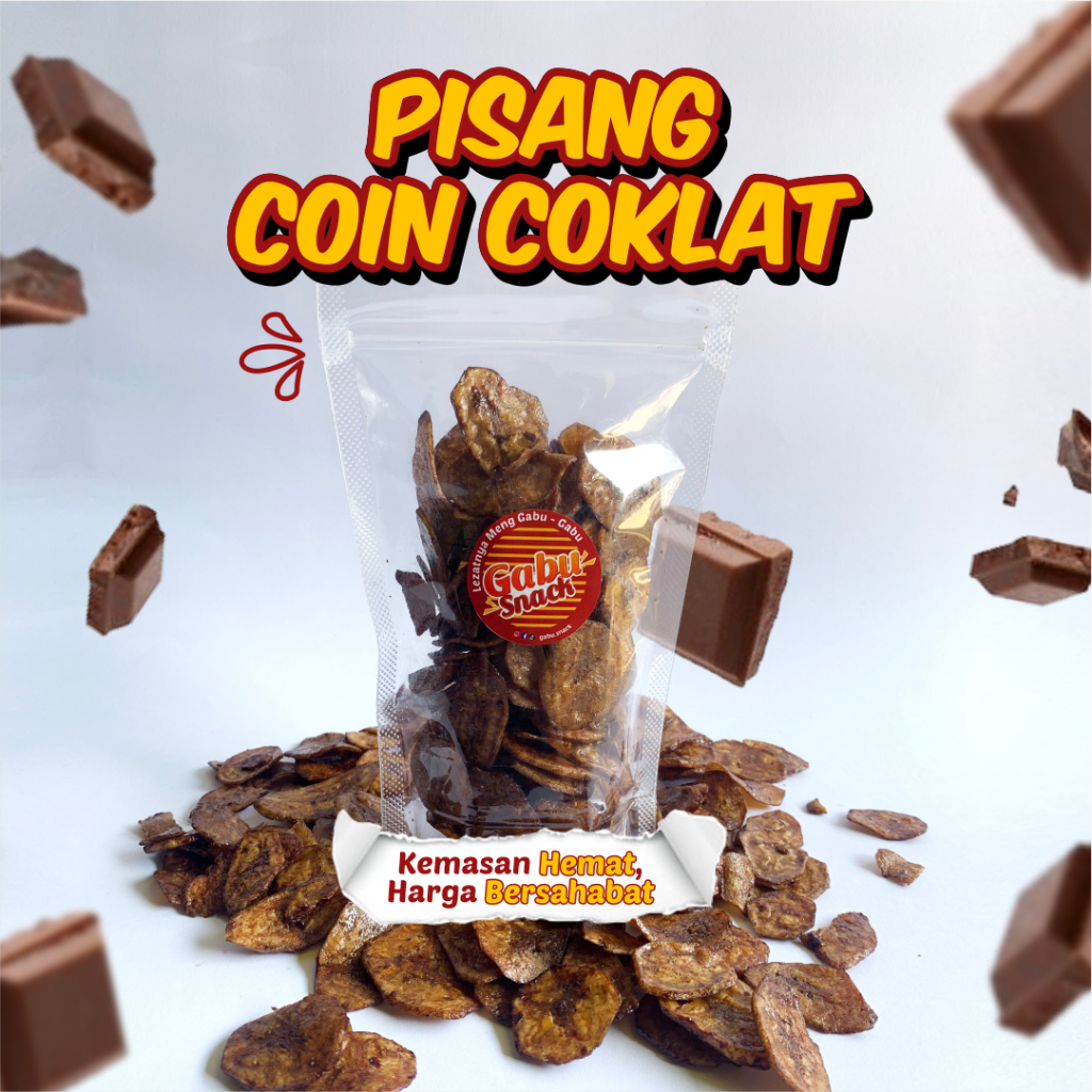 

Pisang Coin Cokelat 100 gr Manis Melekat Tanpa Lengket Dengan Kemasan Pouch