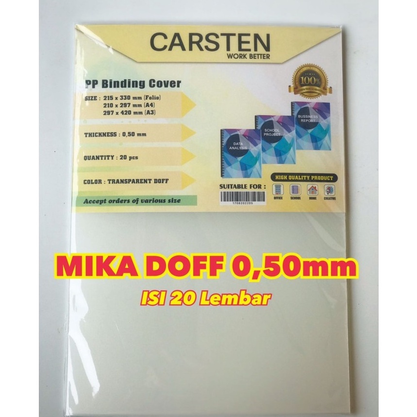 

Terbaru Cover mika jilid Doff atau PP pasir 5mm A4 isi 2 lembar