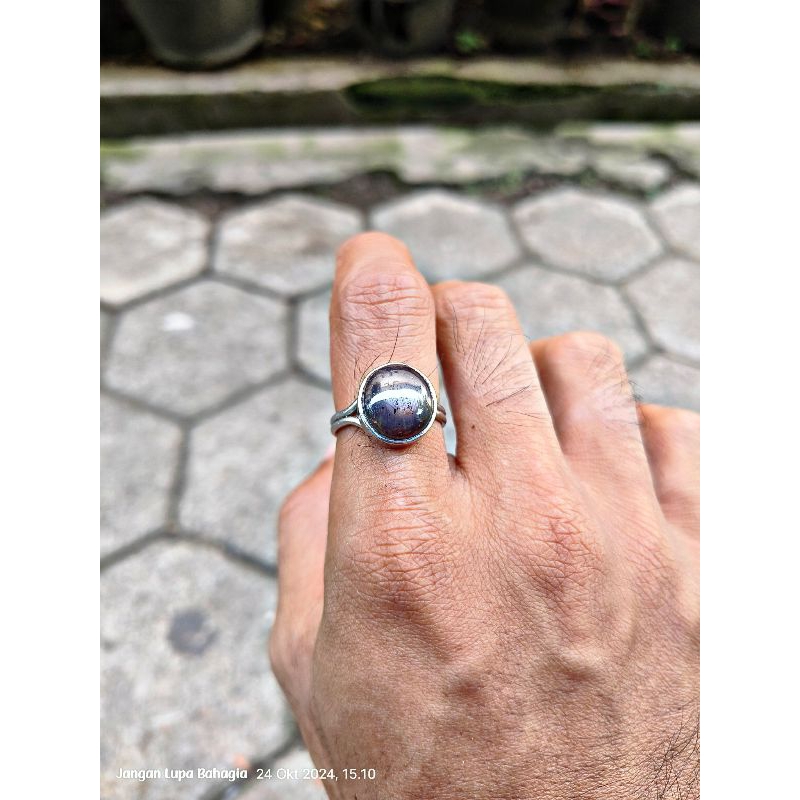 Only 1 cincin permata ruby star 12*13mm ring no.9 monel | ready bacan badar besi tiger eye black jad