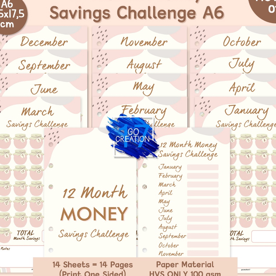 

Sale Buku Refill Kes Binder Tantangan Nabung Kalender 12 Month Saving Challenge Motif A6