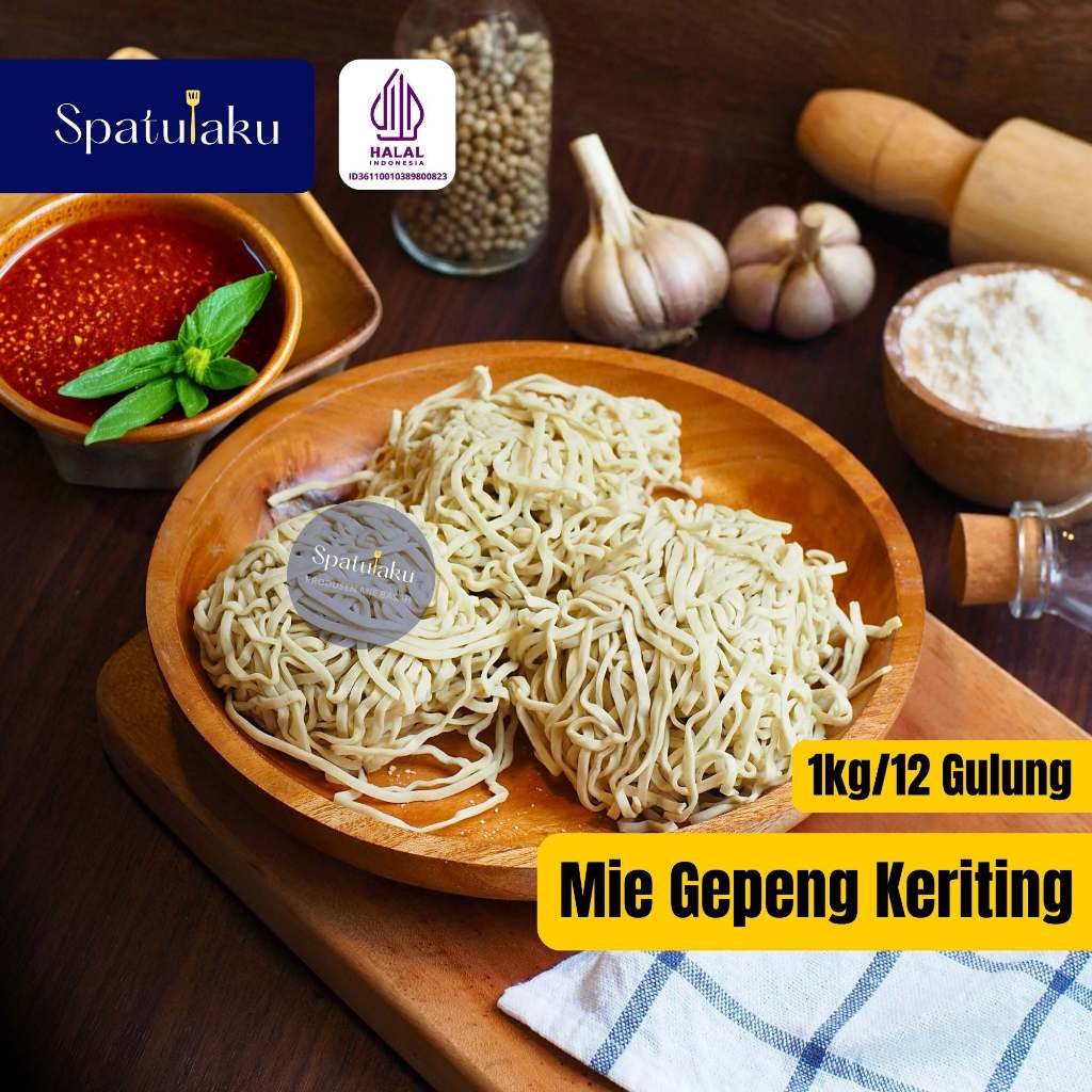 

MIE GEPENG KERITING / Mie Mentah Gepeng Keriting / 1 kg isi 12