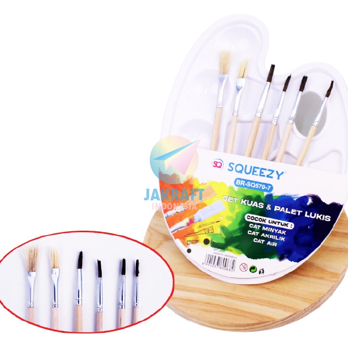 

PRODUK TREND 1 Set Kuas Cat Lukis Set SQUEEZY BRSQ5697 isi 6 Brush Palette Palet Lengkap