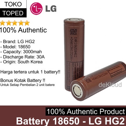 Promo besar Battery 1865 LG HG2 3mAh  original batere batre baterai senter led swat kipas angin