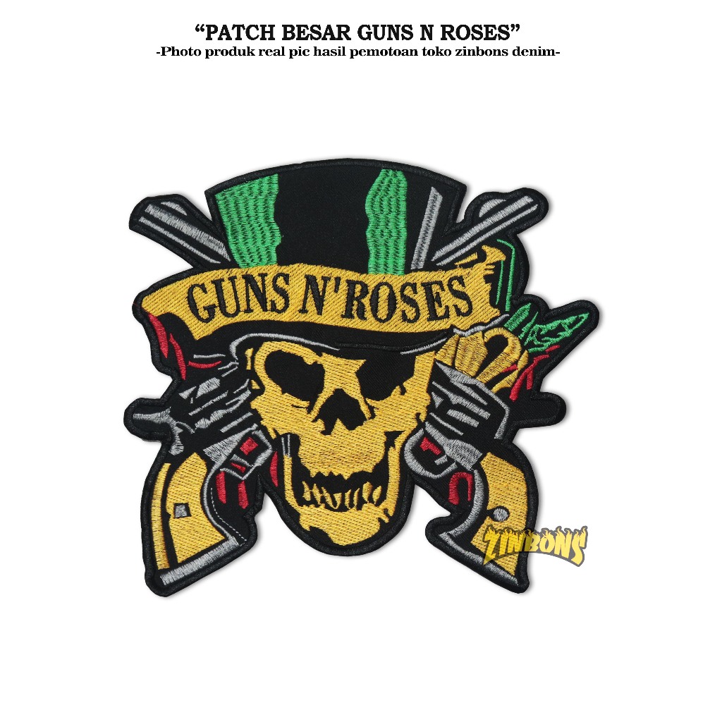 Patch bordir guns n roses back patch bordir besar emblem jahit iron patch patch musik