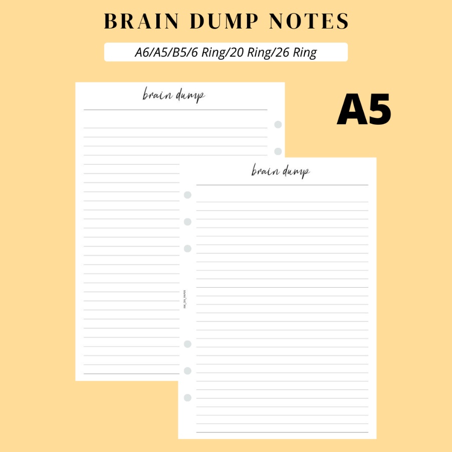 

KI3 A5 Planner Isi Binder Brain Dump Notes by INKONPAPER