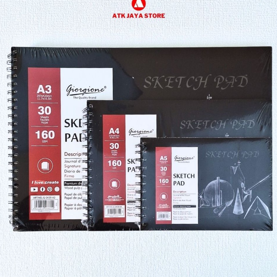 

Promo Terlaris GIORGIONE WIRED SKETCH BOOK SKETCH PAD A3 A4 A5 Buku Sketsa menggambar mewarnai 16 GSM SK3