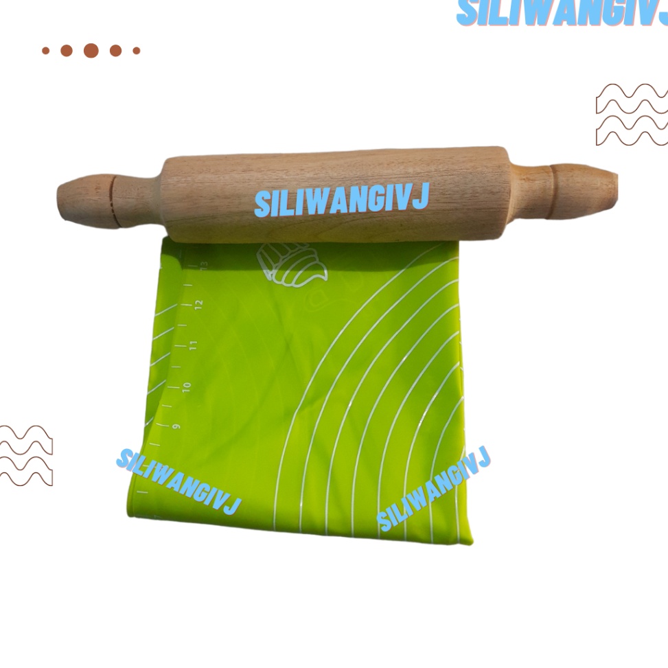 Diskon Murah Alas Adonan Silikon  Matras Adonan Kue Silikon Plus Roll Pin Adonan Kue Bahan Kayu
