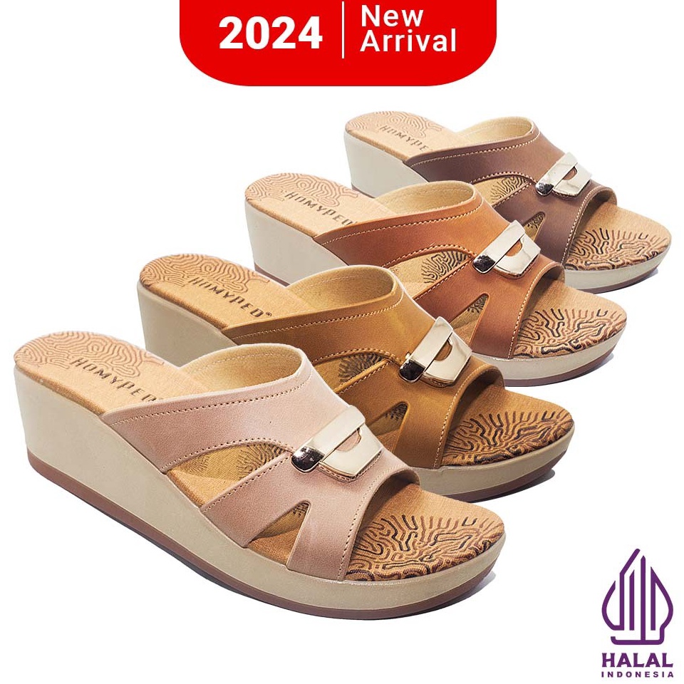 Terbaik Homyped Adeeva N61 Sandal Wanita hak 6cm nyaman empuk antislip sandal wanita terbaru slop ho