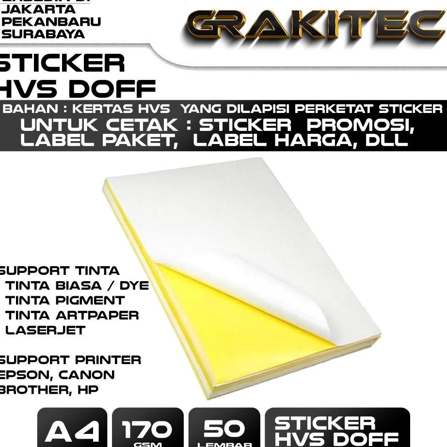 

FG2 Sticker HVS A4 isi 5 1 Lembar Kes Stiker Inkjet Glossy Doff Matte A4 Grakitec