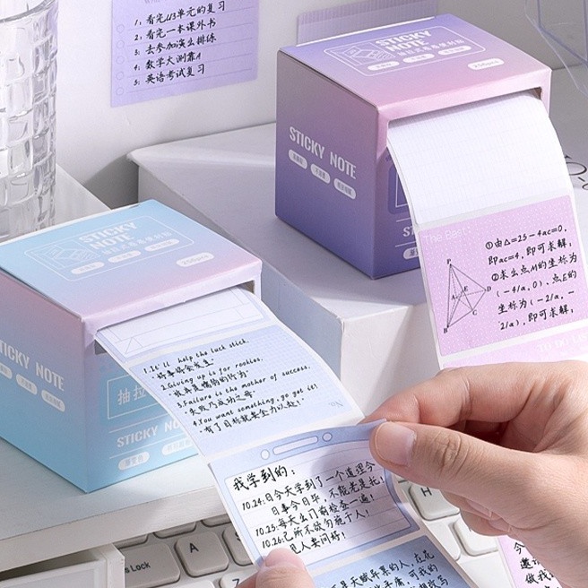 

KF7 256Pcs Creative Gradient Color Pullout Sticky Notes Student Multifunctional Tearable N Times Stickers DIY Notebook Decoration Material