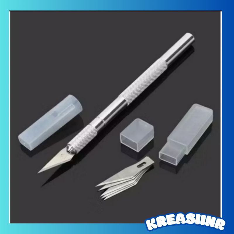 

Hobby Knife Art Pen Knife 6pcs/set , Set Pisau Seni Crafting dengan Mata Pisau dan Gagang Logam / Sayat Ukir
