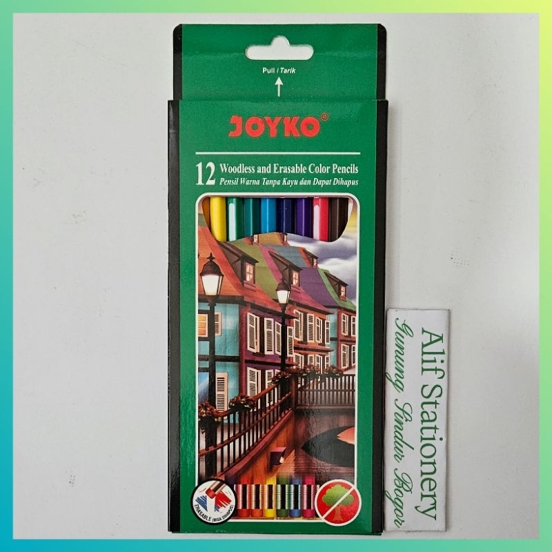 

Pensil Warna Joyko CP-109 12 Woodless and Erasable Color PencilsPensil Warna Tanpa Kayu dan Dapat Dihapus