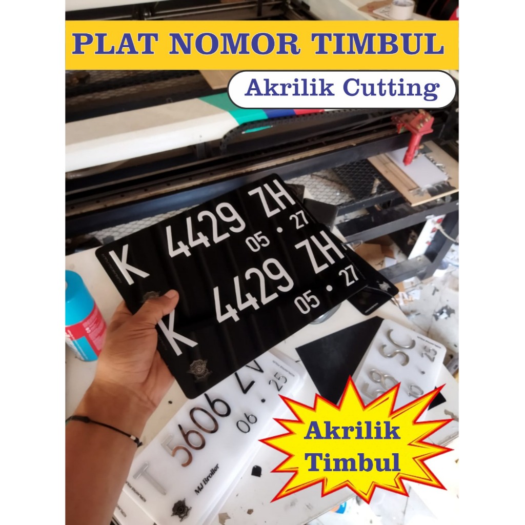 Plat Motor Akrilik Huruf Timbul