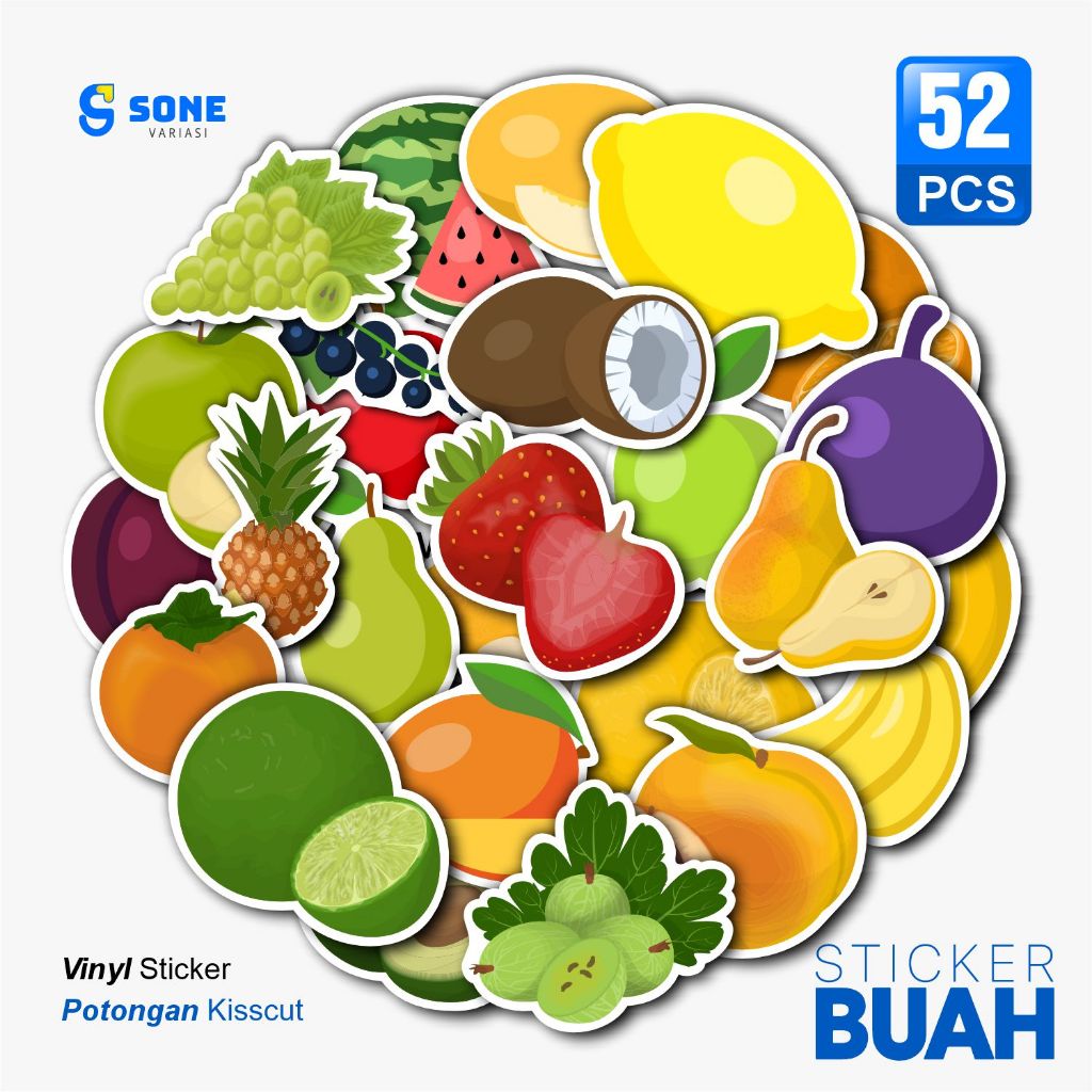 

Sticker Pack Buah Aesthetic Paper Vinyl Waterproof Dekorasi Stiker Laptop Buku Journal Koper