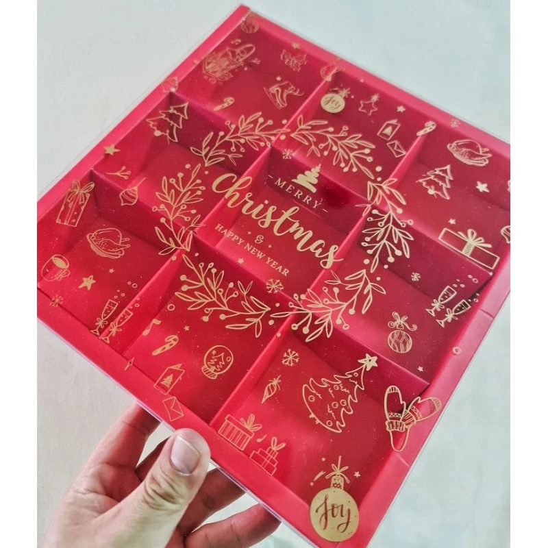 

( 5 pcs ) dus mika natal kemasan kue pie susu box sekat 9 merry christmas ukuran 7.3x7.3x4.5 cm free kartu ucapan
