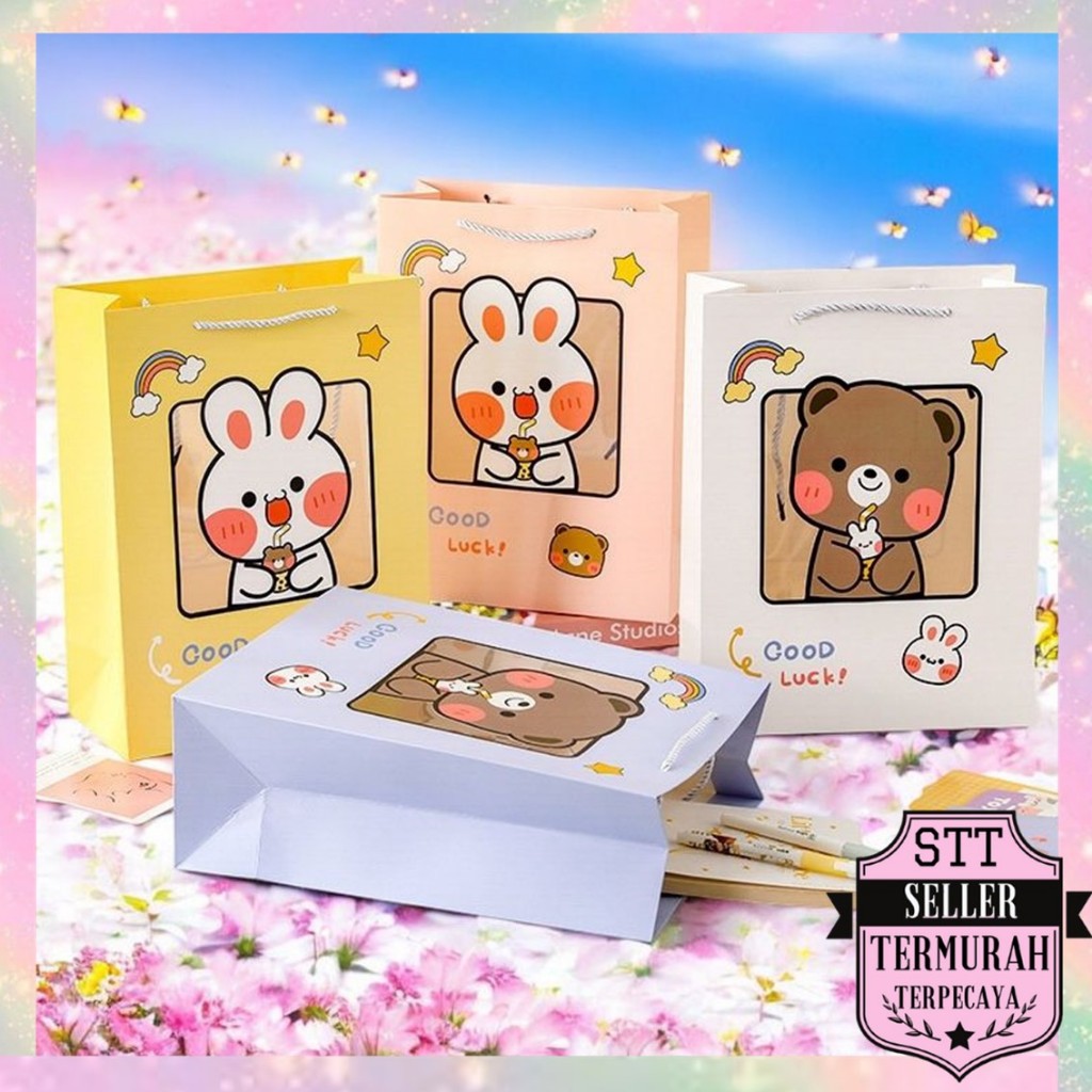 

STT Paperbag Karakter Kartun Rabbit Bear Lucu Transparant Goodie Bag Motif Beruang Strawberry Tas Jinjing Mika Serbaguna Bingkisan Hadiah Hampers Ulang Tahun Anak Kotak Souvenir Kantong Tentengan Bingkisan Paper Bag