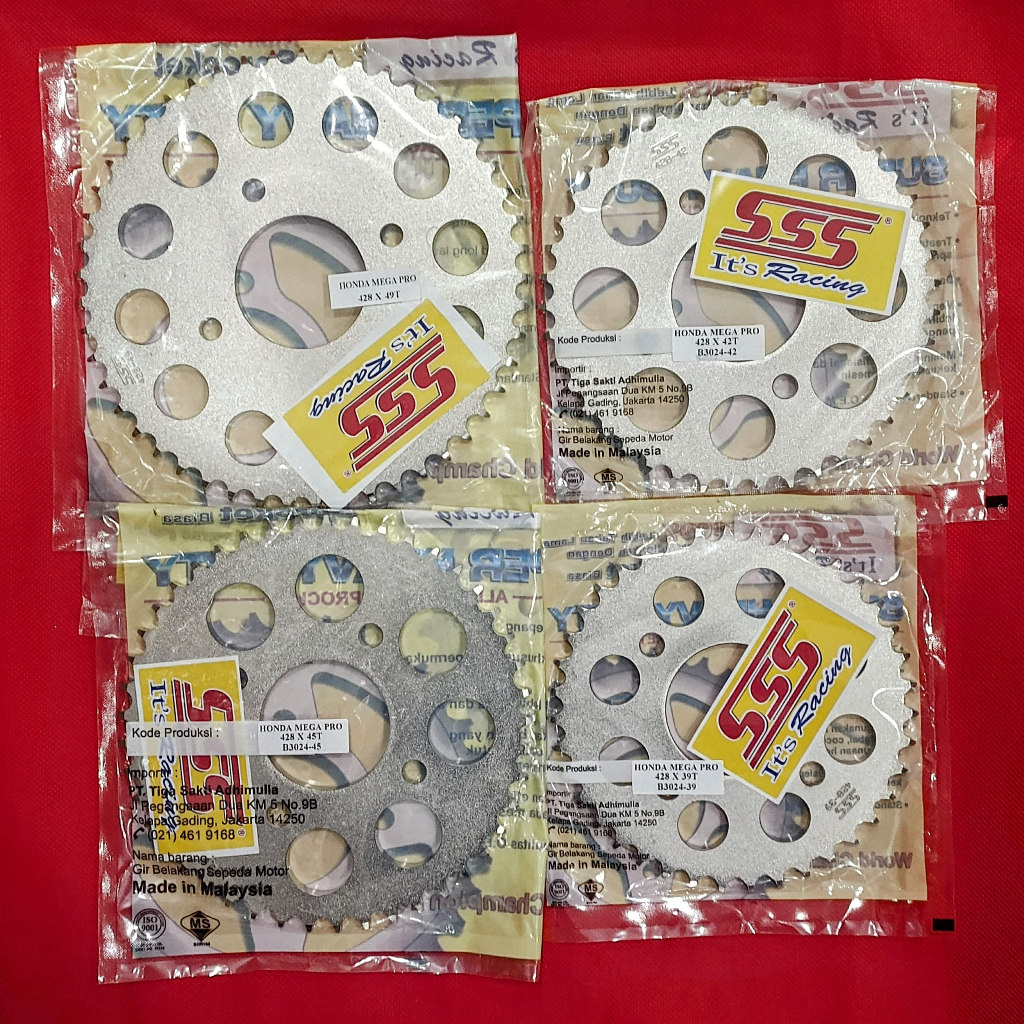 GIR GEAR BELAKANG SSS 428 CHROME MEGAPRO / CB150R 4 HOLE/ VERZA / TIGER / SONIC / SUPRA GTR CHROME U