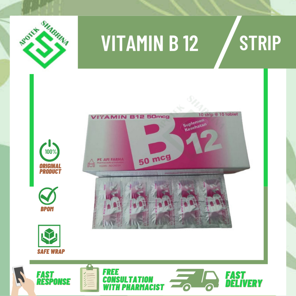 VITAMIN B12 50 MCG / SESUAI STOK DIAPOTEK / STRIP 10 TABLET