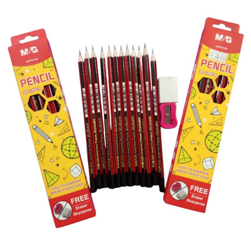 

1PACK PENSIL 2B M&G Free Rautan & Penghapus / Wood Pencil