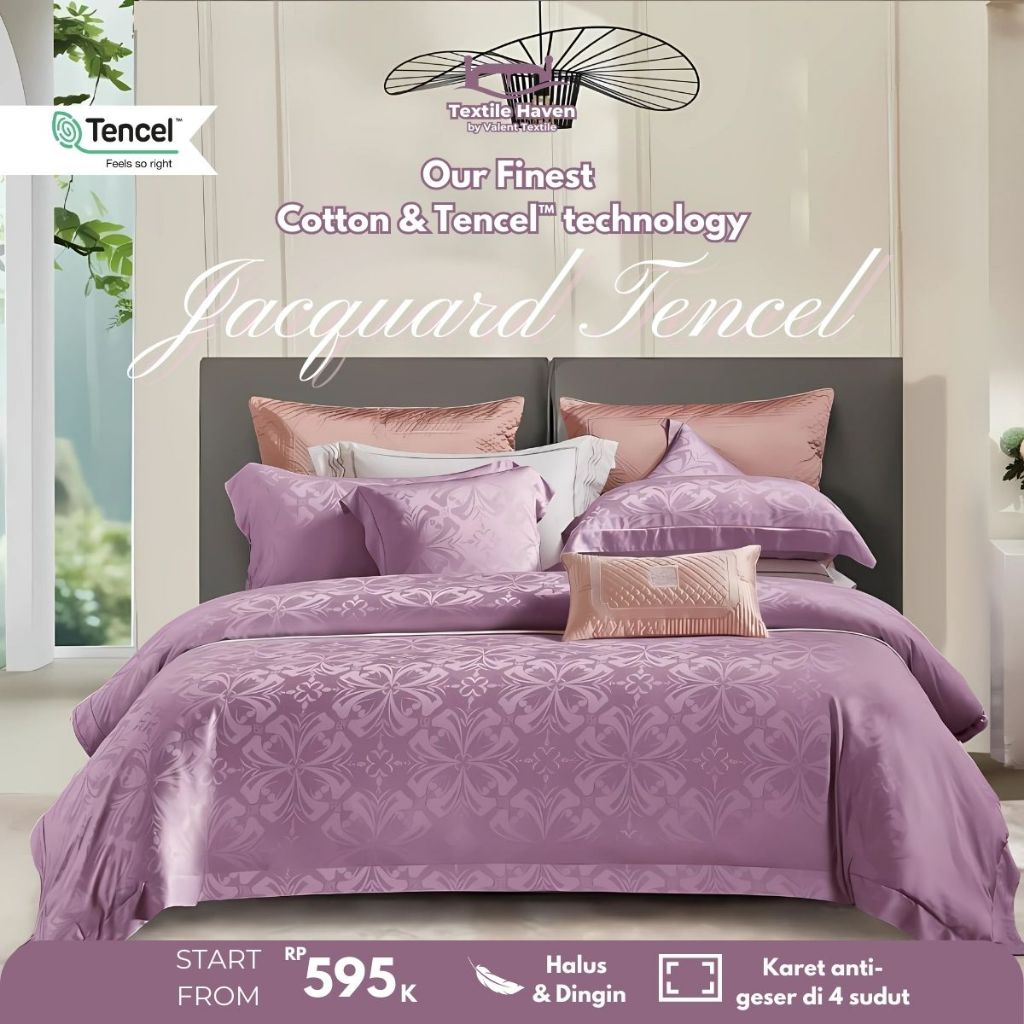 Sprei dan BedCover Jacquard Tencel Serat Bamboo Original 80s | Sprei KingKoil Sutra Emboss tinggi 40