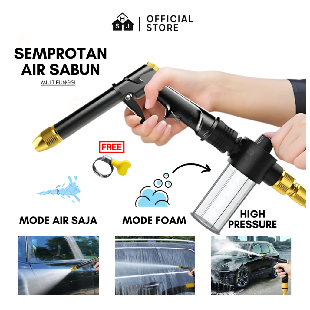 Semprotan Air Cuci Mobil Tekanan tinggi + Pot Semprotan Air Sabun Cuci Mobil Car Washer 100ml