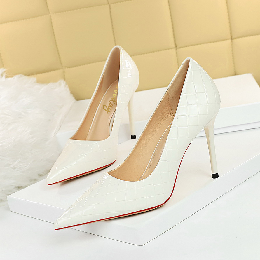 Sooday No. 1014 White / Size 34-43 / 10cm / Heels polos - Sepatu wanita tinggi Sileto putih