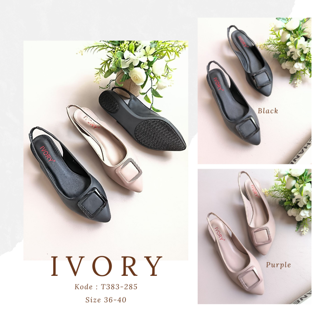IVORY Sepatu Wanita Flat Tali Belakang Import 285