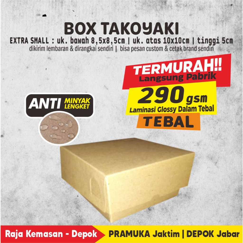 

BOX TAKOYAKI POLOS KRAFT LAMINASI 8,5x8,5x5cm