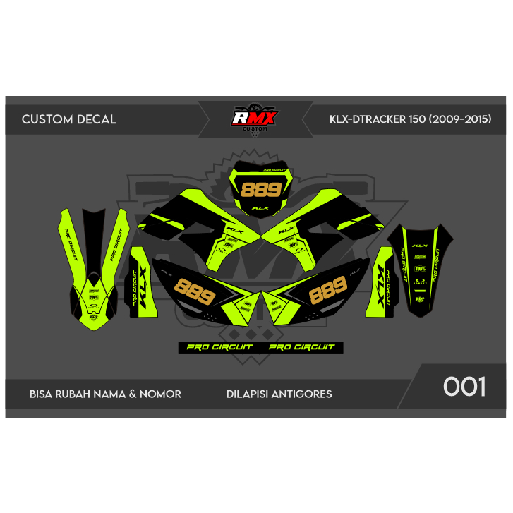 DECAL STICKER KLX 150 S/L (001) DEKAL STIKER DTRACKER 150 LAMA FULLBODY 2009 2010 2011 2012 2013 201