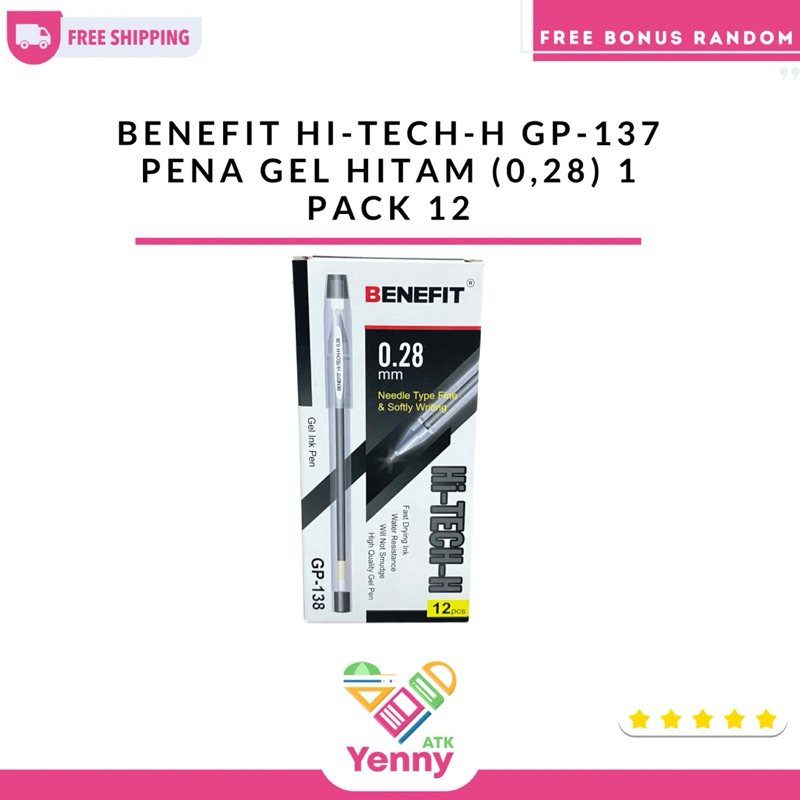 

Pulpen Gel Benefit Hi-Tech-H Gp-138 | Pulpen Gel Tahan Air Benefit | Pulpen Gel Benefit Tinta Hitam (0,28mm) 12 Pcs