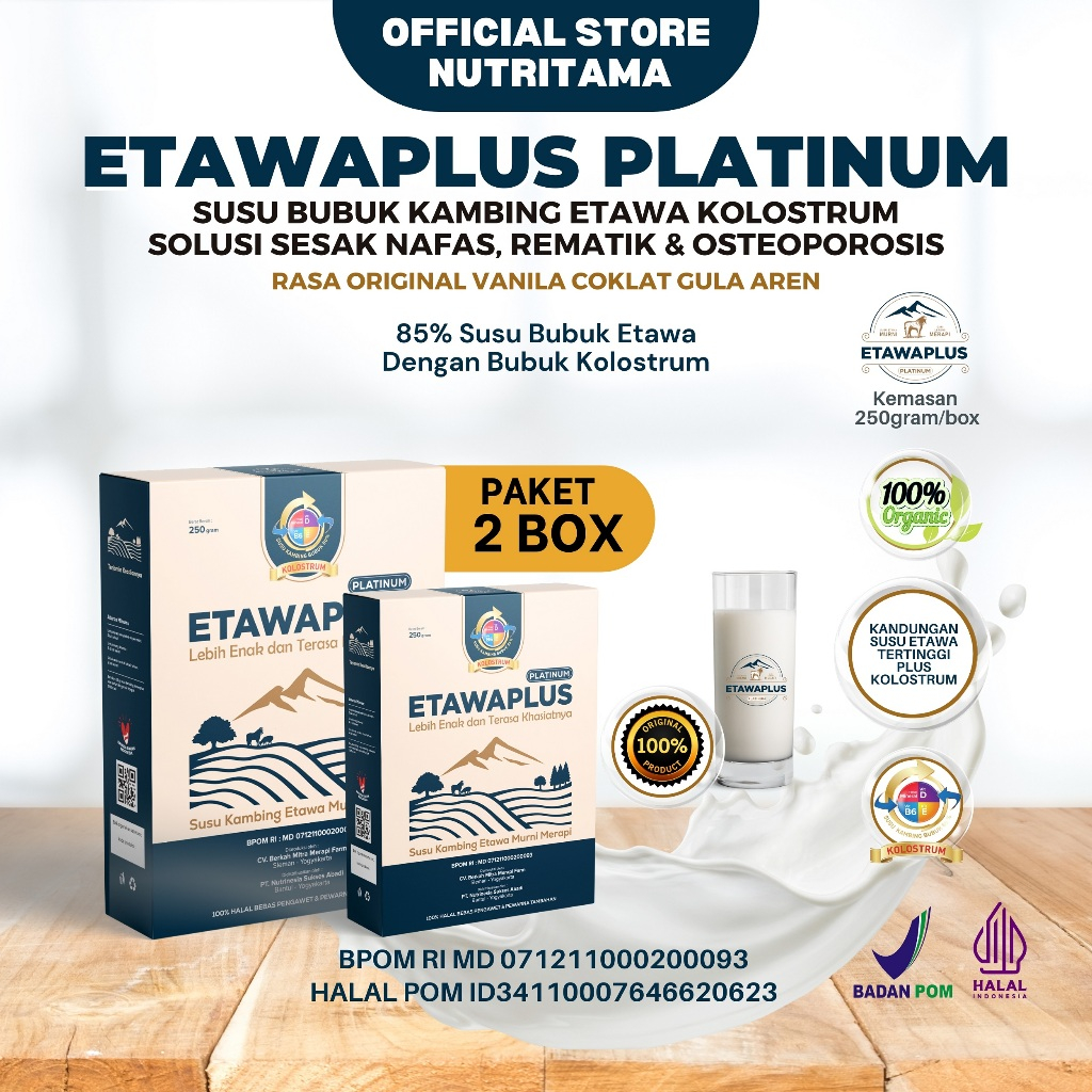 Paket 2box Etawaplus Platinum Kolostrum | Susu Etawa Kolostrum | Susu Untuk Nyersi Sendi dan Pernafa