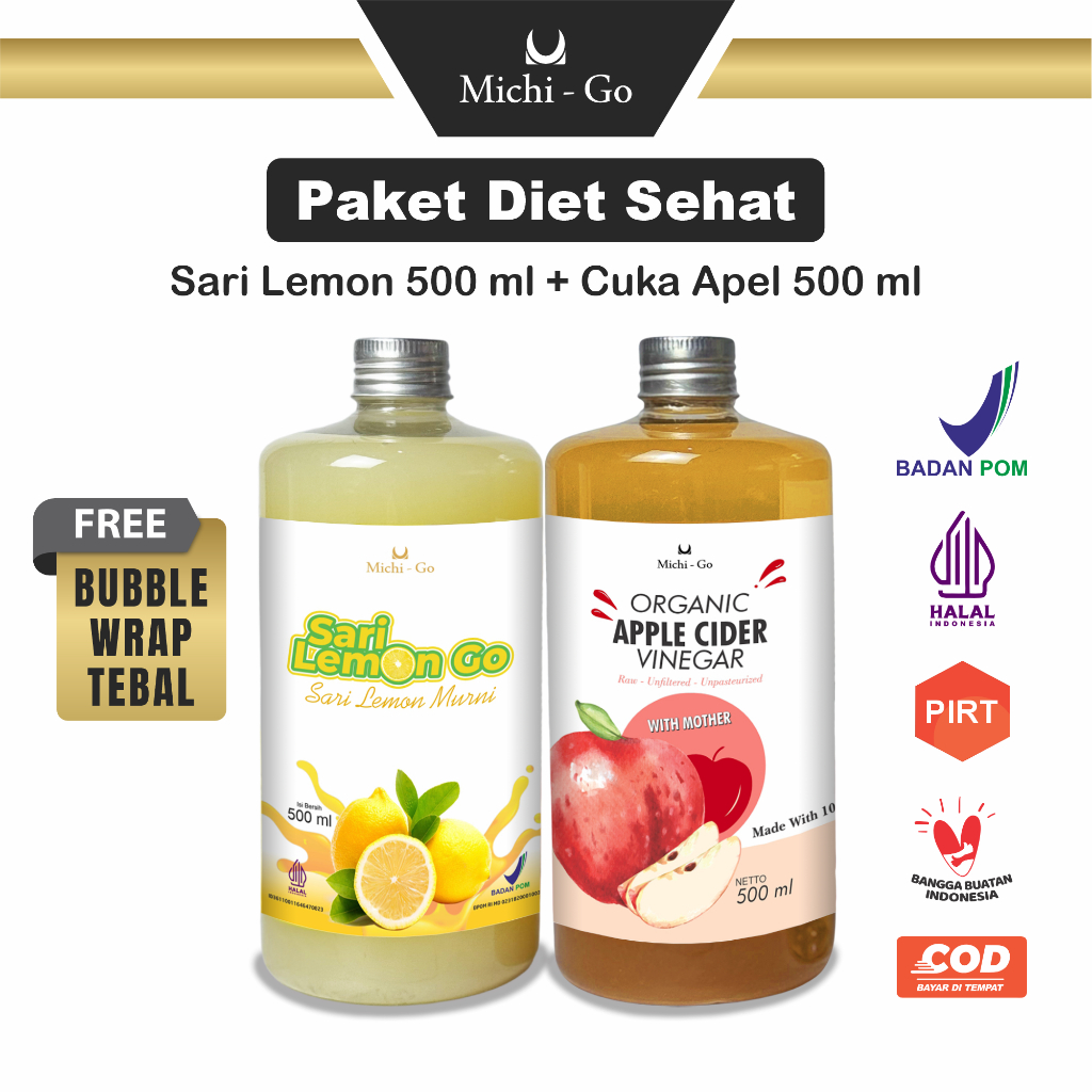 

Paket Diet Sehat - Sari Lemon California Cuka Apel Apple Cider Vinegar With The Mother Murni Organik by MICHIGO