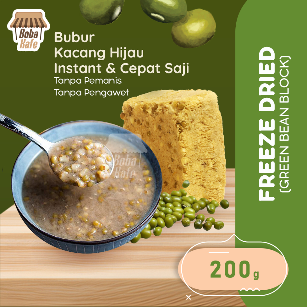 

FREEZE DRIED GREEN BEAN BLOCK @200gr – BUBUR KACANG IJO ASLI