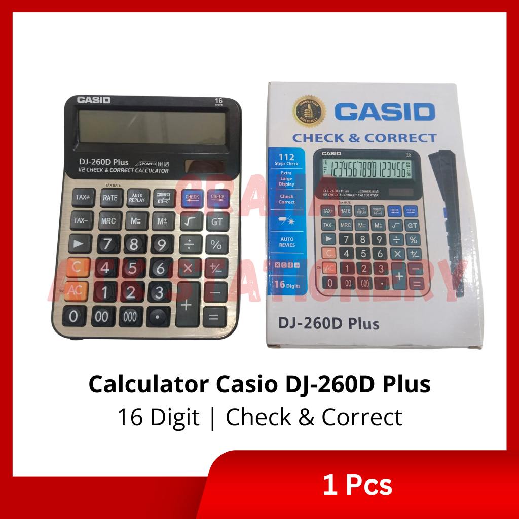 

[1 Pcs] Calculator Casio 16 Digit DJ-260D Plus / Kalkulator Casio 16 Digit DJ-260D Plus