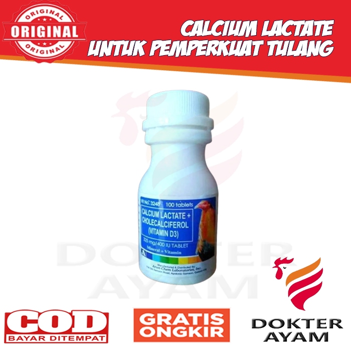 Calcium Lactate Filipina Vitamin Untuk Ayam Menguatkan Tulang Isi 100 Butir