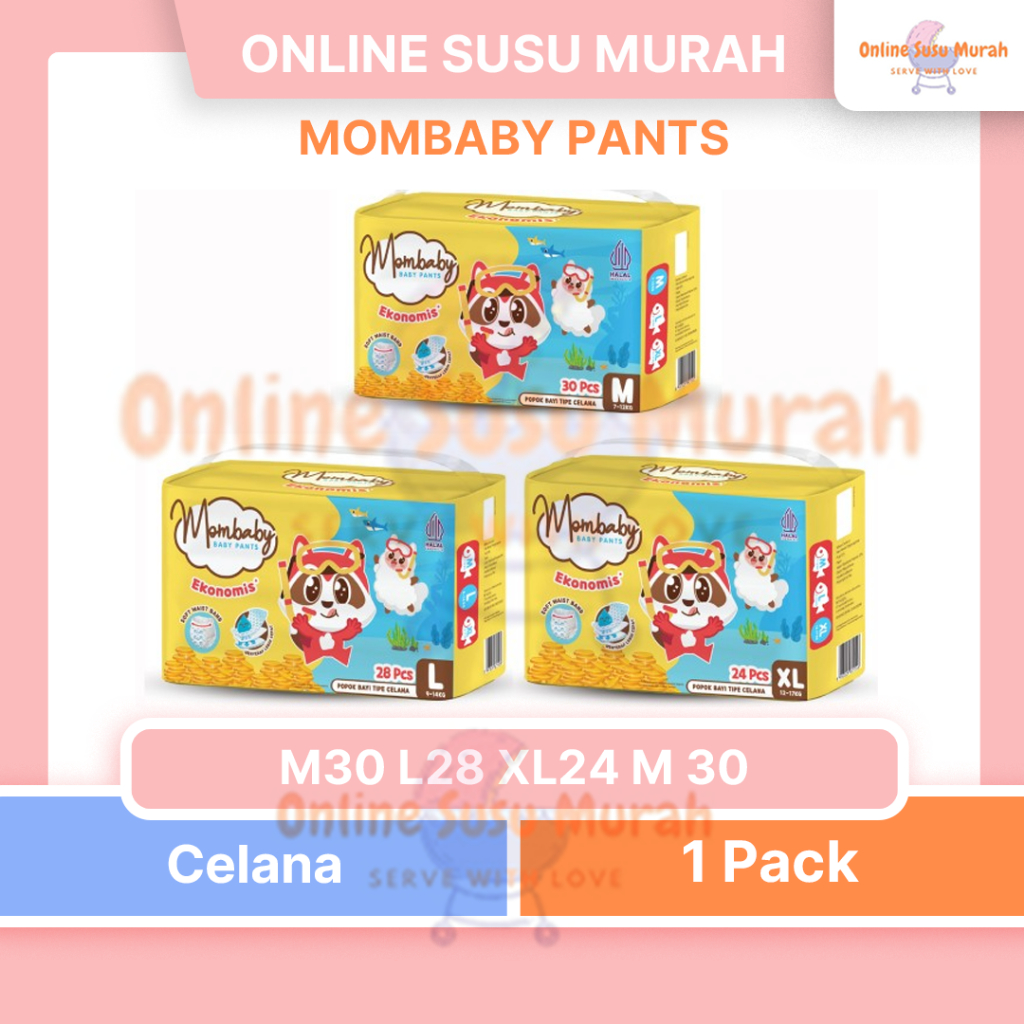 MOMBABY PANTS M30 L28 XL24 M 30 EKONOMIS M 30 L 28 XL 24 POPOK MURAH BERKUALITAS PPKS